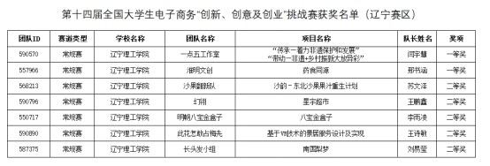 我校學子在第十四屆全國大學生電子商務“創(chuàng)新、創(chuàng)意及創(chuàng)業(yè)” 挑戰(zhàn)賽（遼寧賽區(qū)）中喜獲佳績